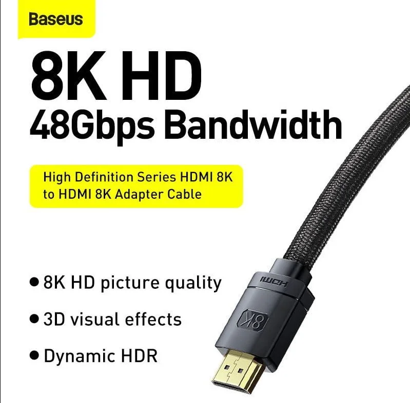 Baseus High Definition Series HDMI 8K to HDMI 8K Adapter Cable (2 Meter)
