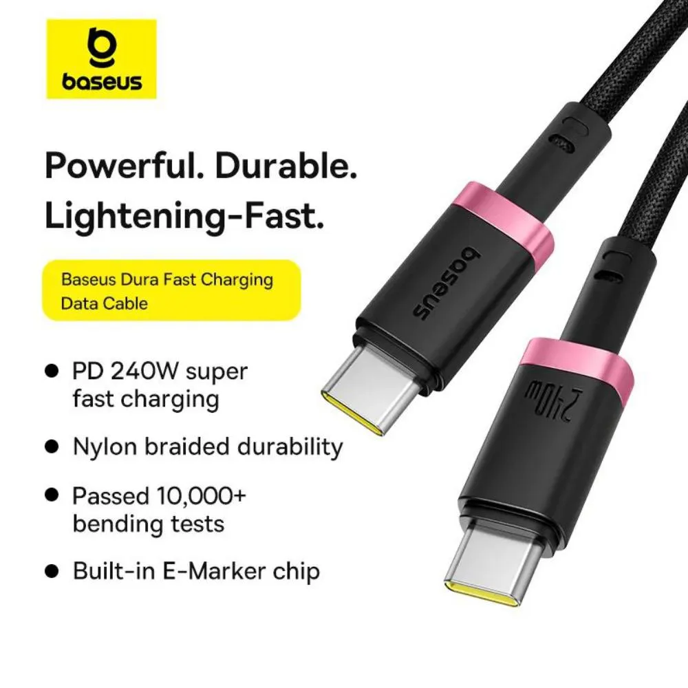 Baseus PD 240W Cable Dura Series braided For Macbook Laptop Iphone, Samsung, Pixel