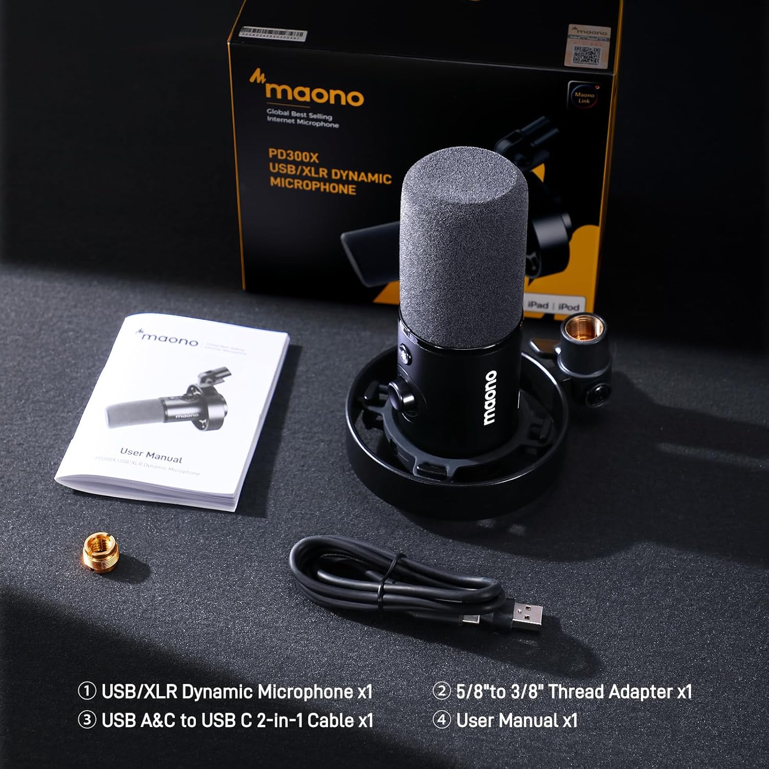 MAONO PD300X RGB USB/XLR Dynamic Microphone