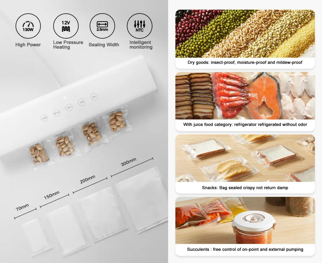 XIAOMI MIJIA 220V Vacuum Sealers Machine With Free 10pcs Vacuum Bags