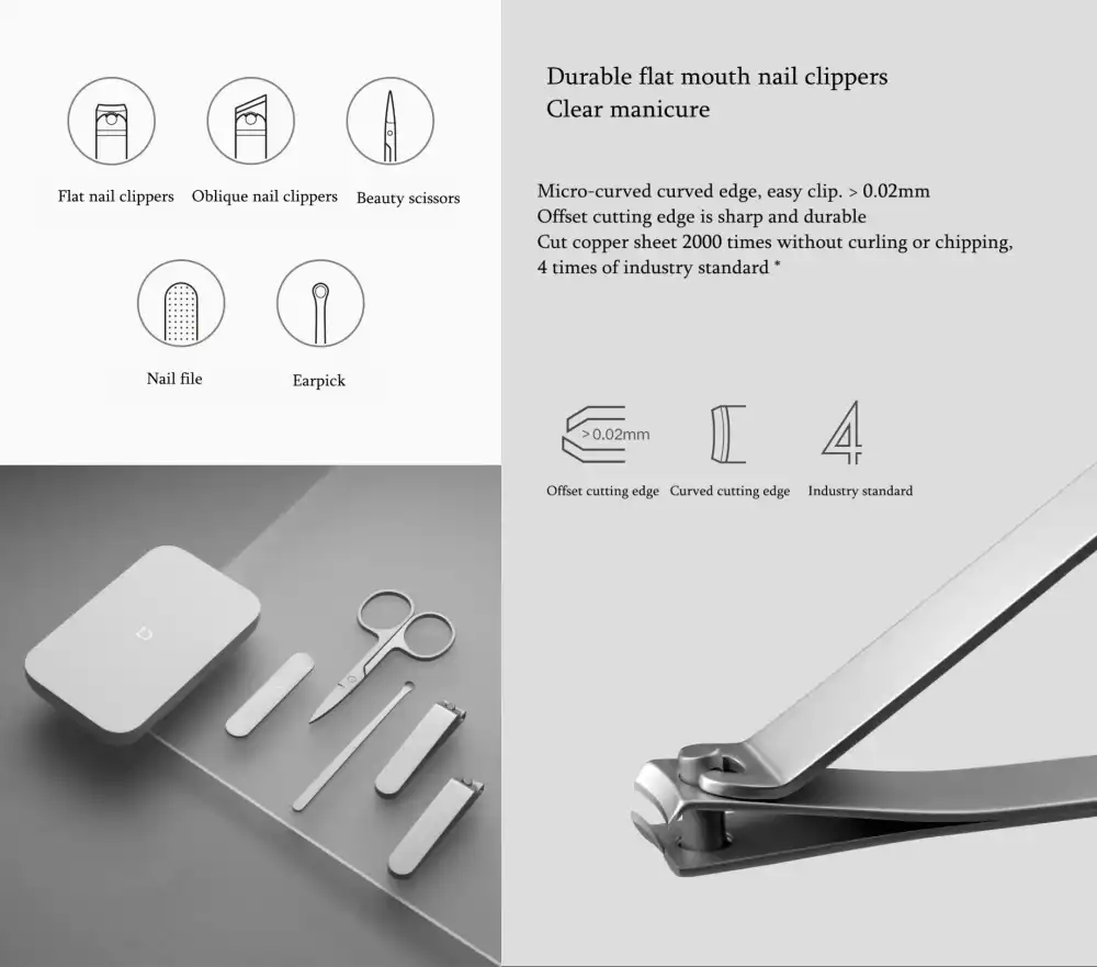 Xiaomi Mijia Stainless Steel Nail Clippers 5pcs Set – MJZJD002QW