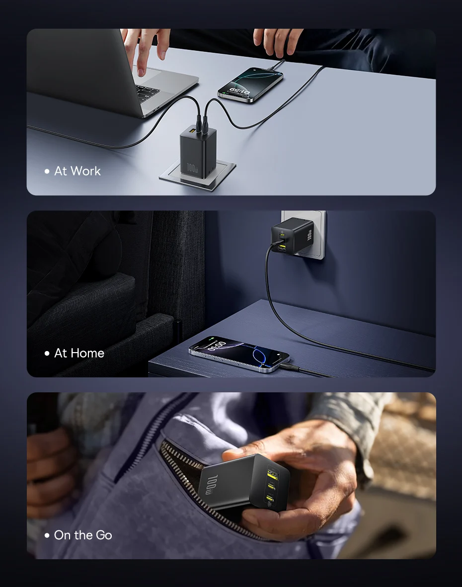 Baseus EnerFill FE11 3-Port 100W USB-C Fast Charger