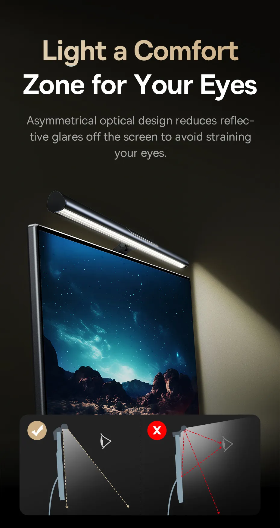 Baseus i-wok3 Asymmetric Light Source Magnetic Screenbar Hanging Light (2024 Version)