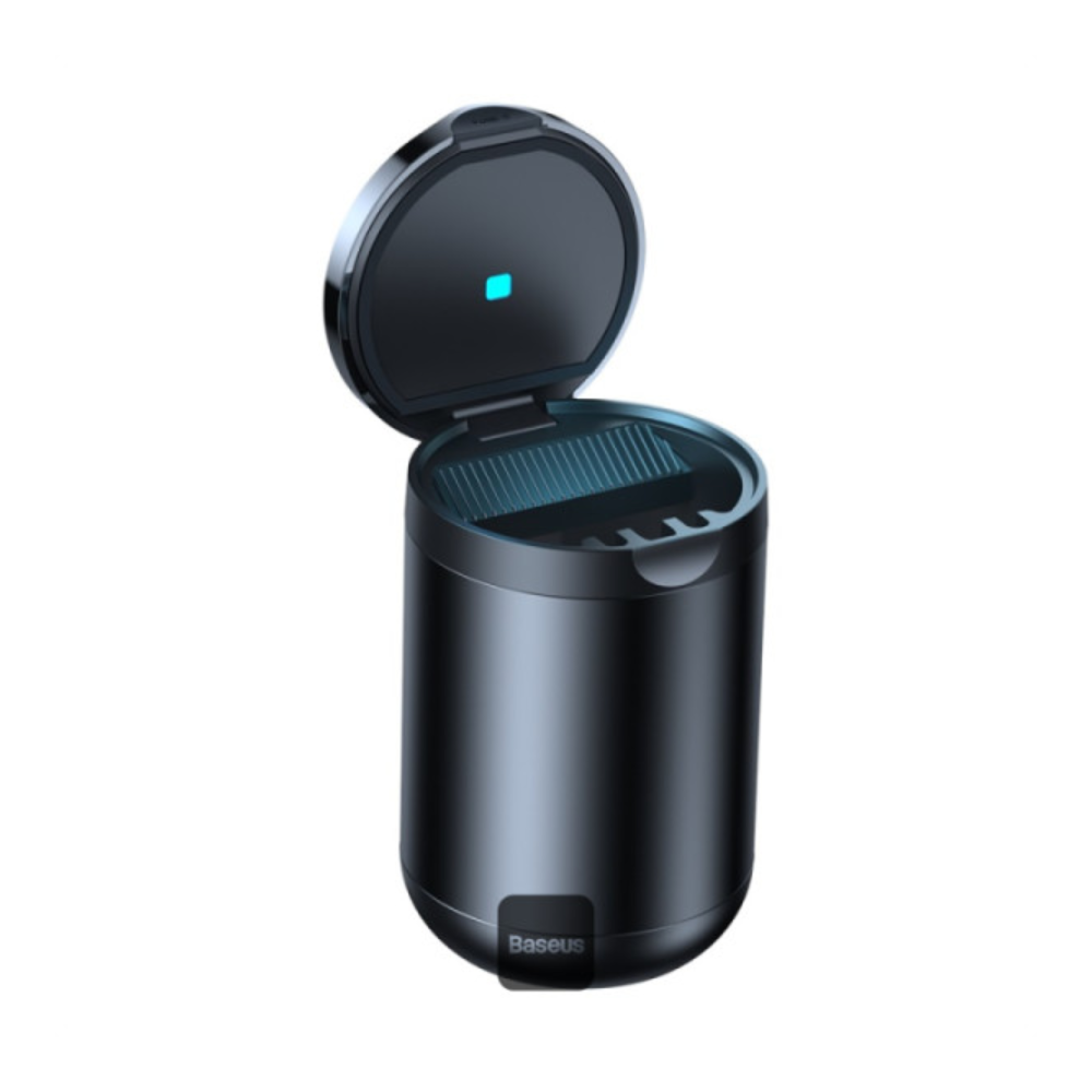 BASEUS Premium 2 Series Car Ashtray Aluminum Alloy Waterproof Car Ashtray Built-in LED Light – Black (1) BASEUS Premium 2 Series Car Ashtray Aluminum Alloy Waterproof Car Ashtray Built-in LED Light – Black