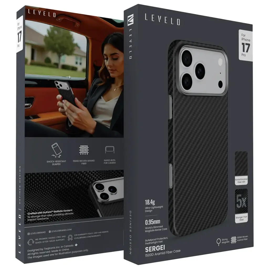 Levelo Sergei 1500D Aramid Fiber Case for iPhone 17 Pro/Pro Max