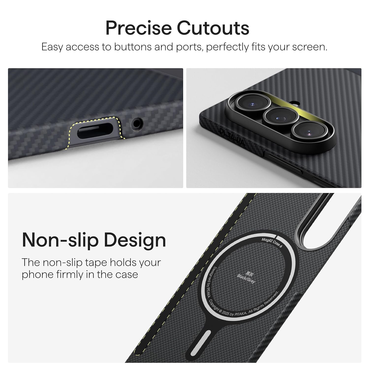 Pitaka Ultra-Slim Case for Samsung Galaxy Z Fold7 Black/Grey