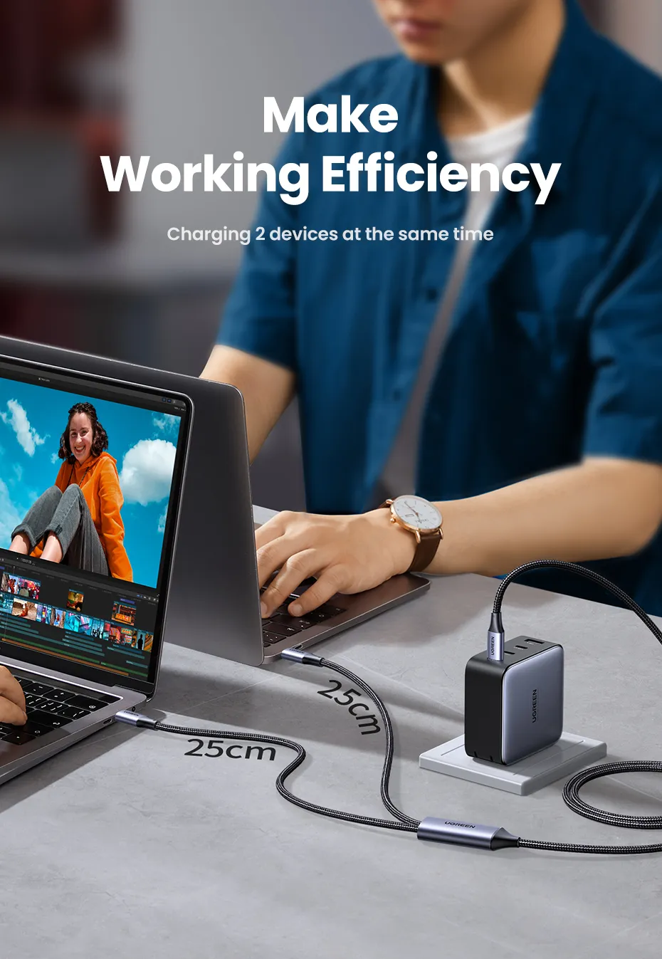 UGREEN US561 2-in-1 Universal 100W PD Type-C Fast Charging Cable (1.5m) | 35087