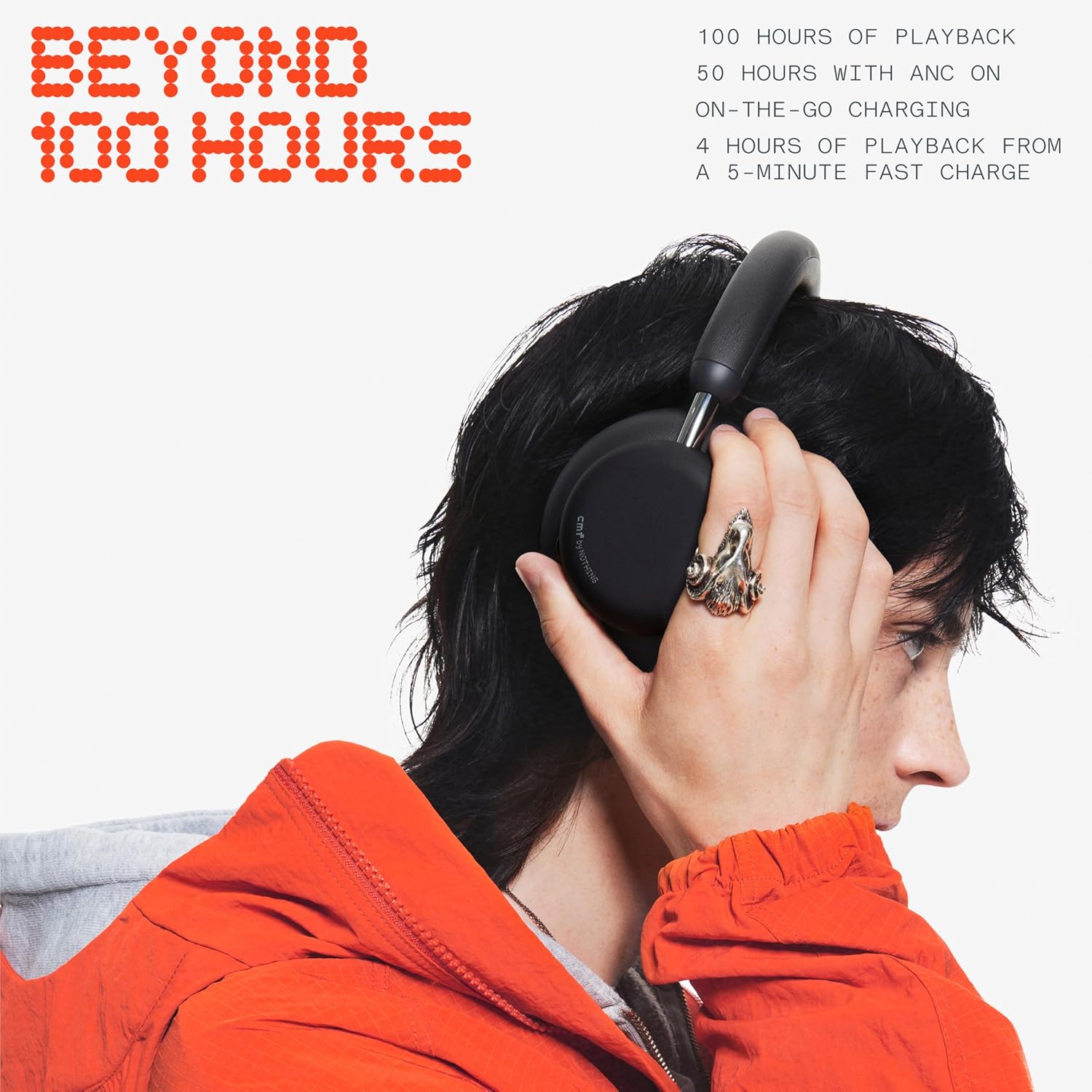 CMF Headphone Pro By Nothing With Energy Slider Up to 100 Hours of Battery Life