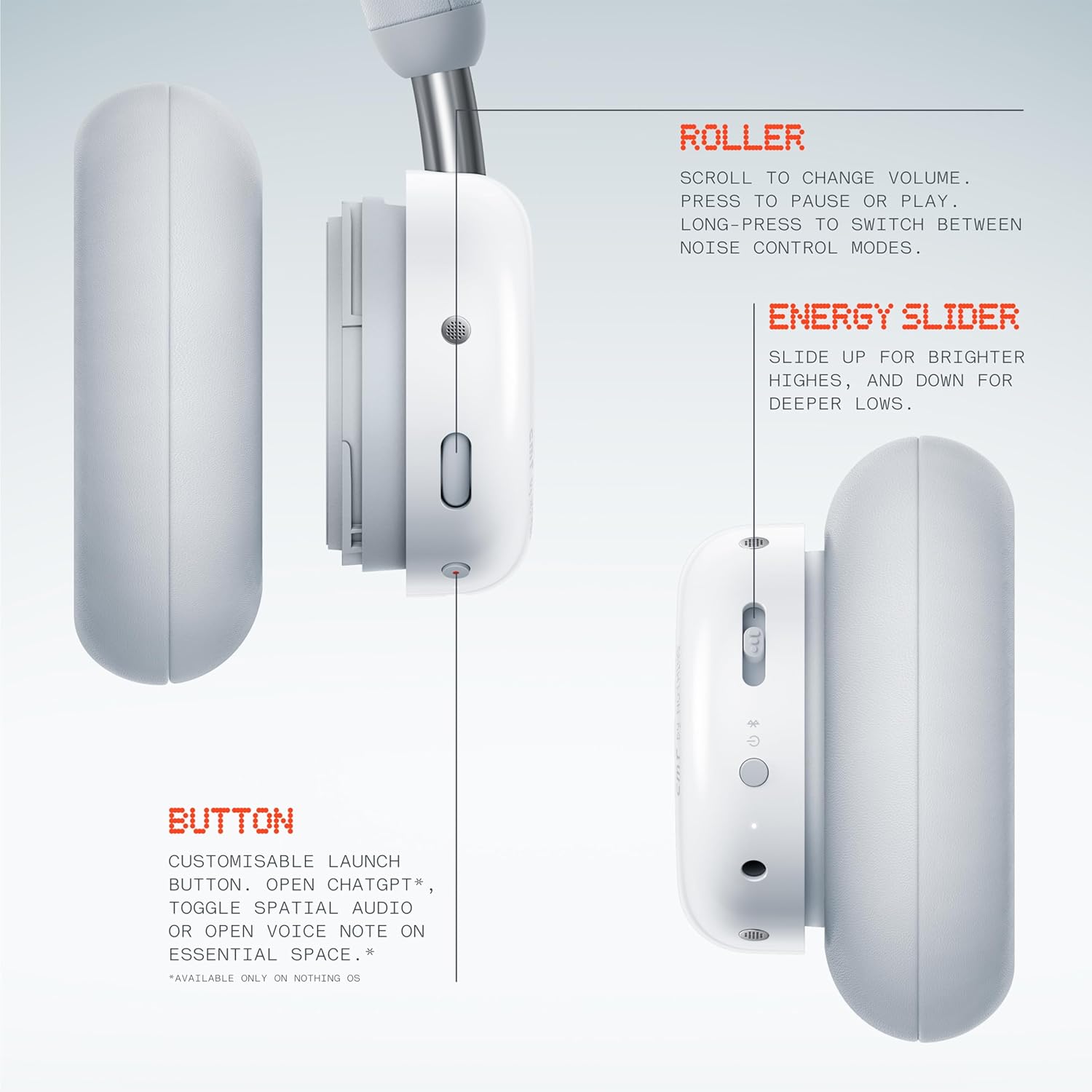 CMF Headphone Pro By Nothing With Energy Slider Up to 100 Hours of Battery Life