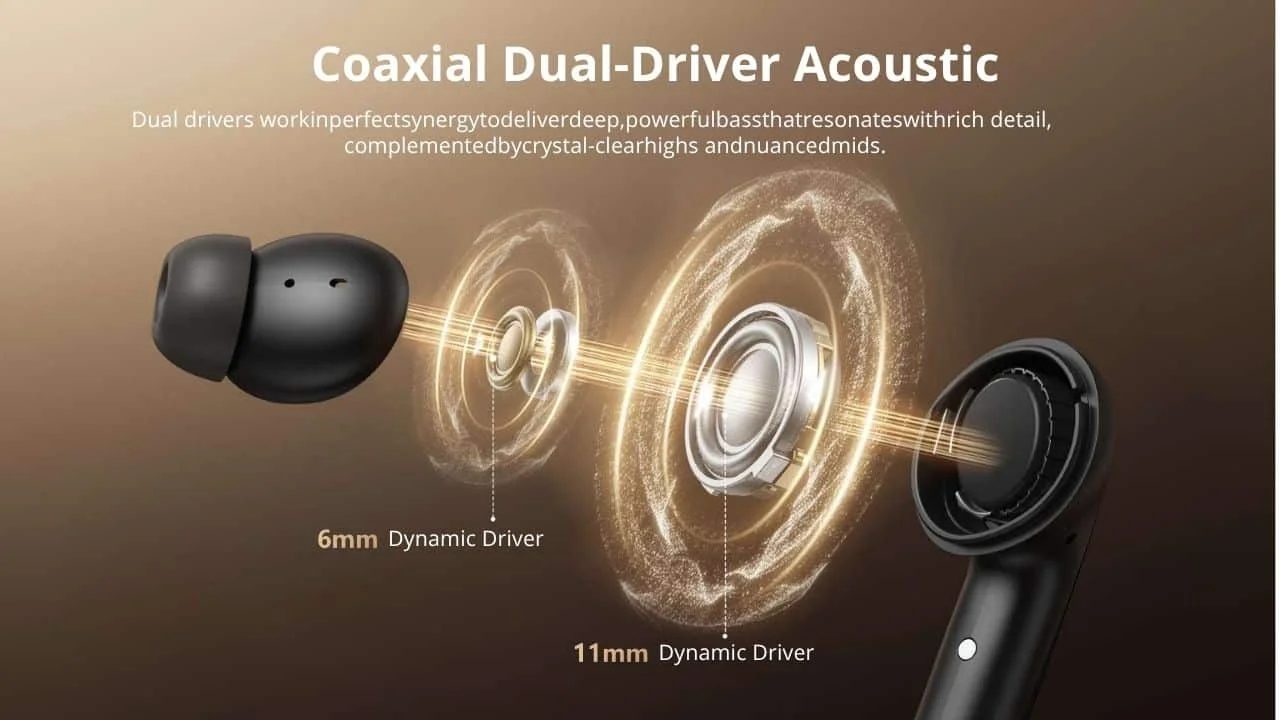 QCY MeloBuds N60 Adaptive Noise Canceling Wireless Earbuds