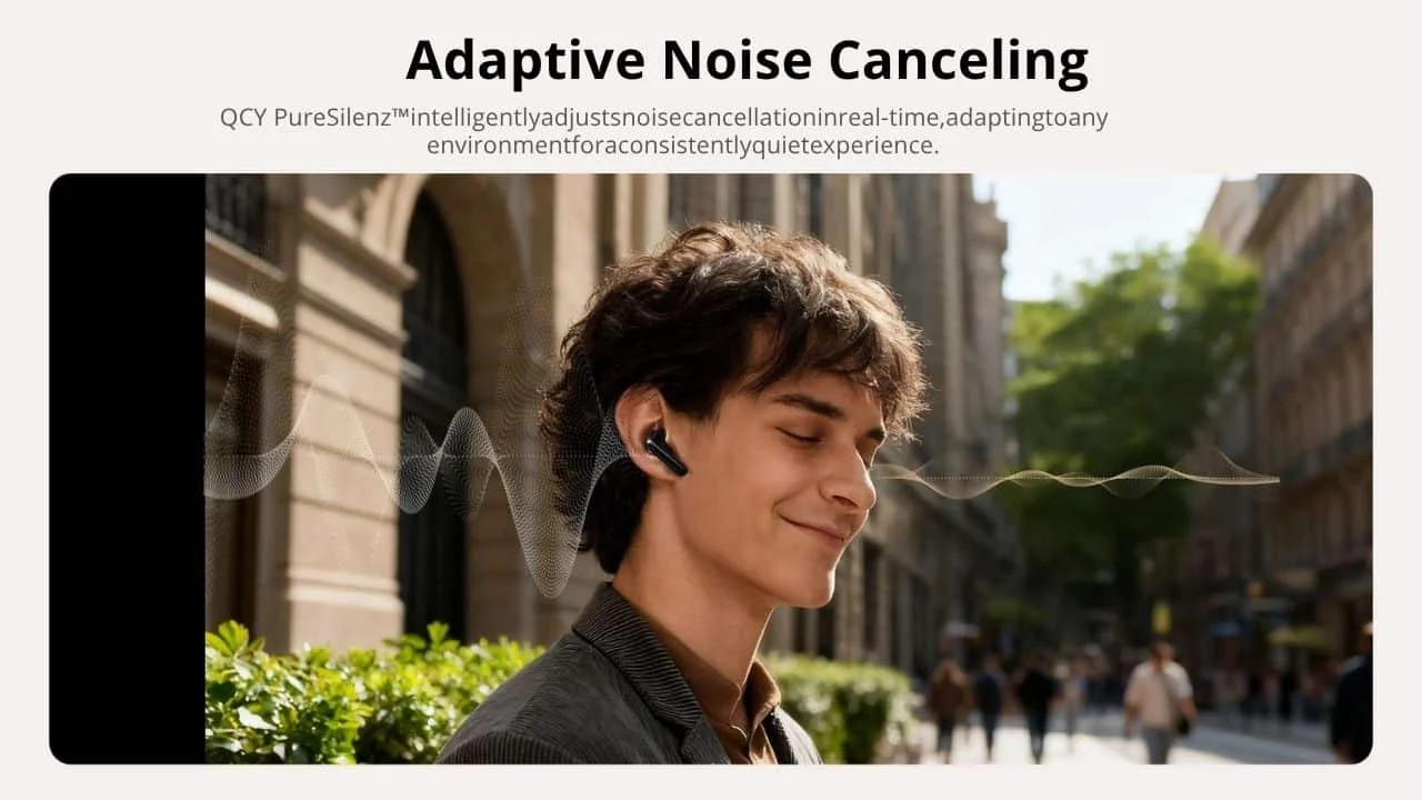 QCY MeloBuds N60 Adaptive Noise Canceling Wireless Earbuds