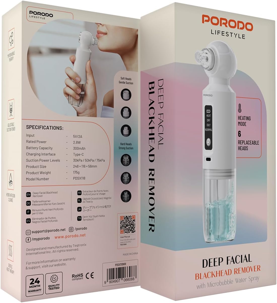 Porodo Lifestyle Deep Facial Blackhead Remover with Microbubble Water Spray