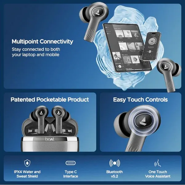 boAt Nirvana Ion ANC 120HRS Play Time Bionic Mode