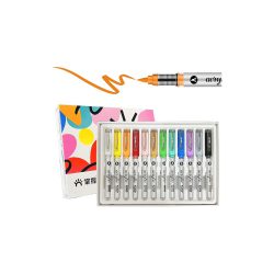 12 Colors Acrylic Marker Pen Set – Soft Head Waterproof Pens