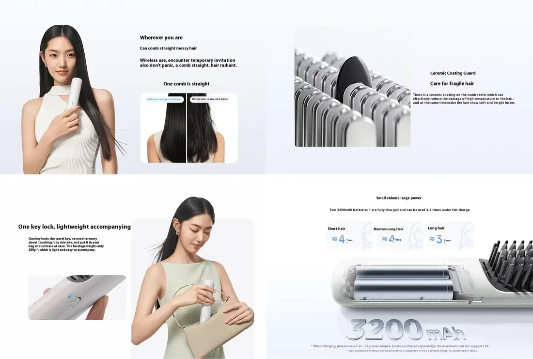 Xiaomi MJZFS01LF Cordless Hair Straightener professional-grade cordless hair straightening brush