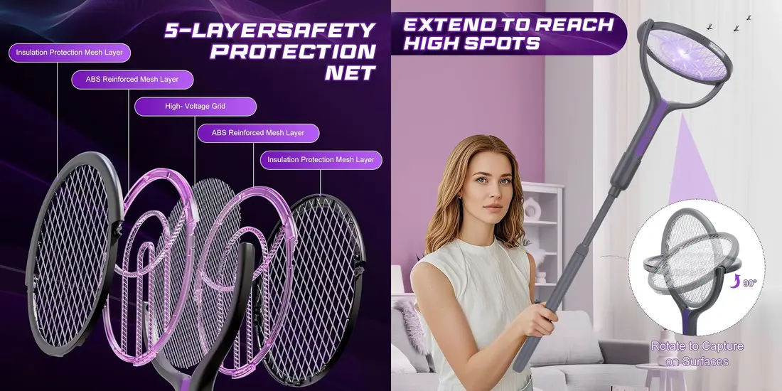 Xiaomi Qualitell Telescope Electric Mosquito Swatter L3 extendable handle for high ceilings