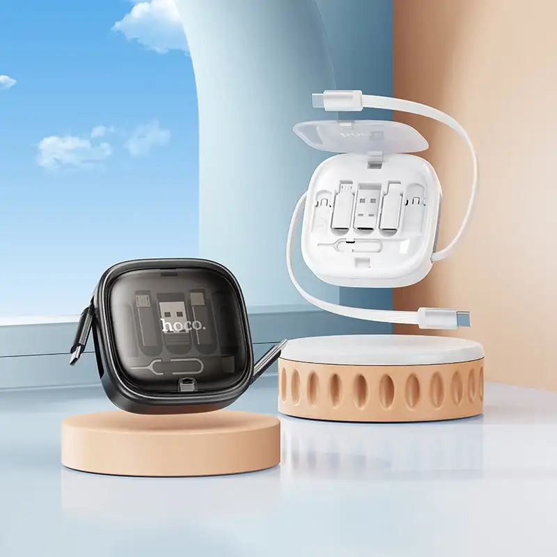 Hoco Retractable Charging Data Cable Set U140 portable multi device charging solution with built in phone holder and adapters