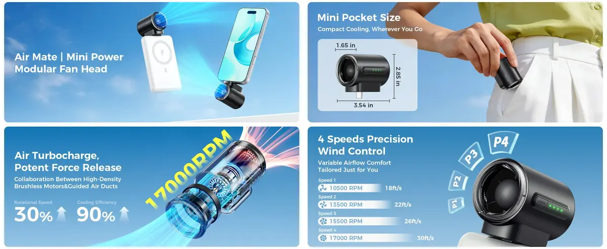 Aecooly Air Mate mini portable phone fan with powerful airflow for instant cooling in Bangladesh