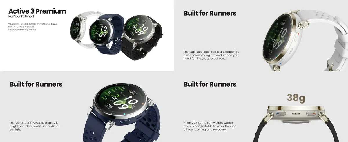 Amazfit Active 3 Premium smartwatch with AMOLED display and GPS tracking for fitness users in Bangladesh
