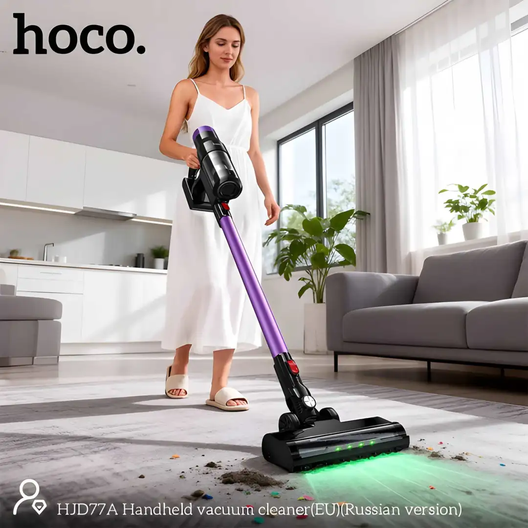 Hoco Multifunctional Vacuum Cleaner HJD77A efficiently removing dust from sofa and carpets