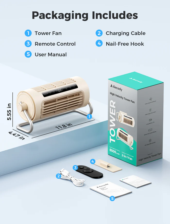 Aecooly Tower 01 strong airflow tower fan for room cooling BD 
