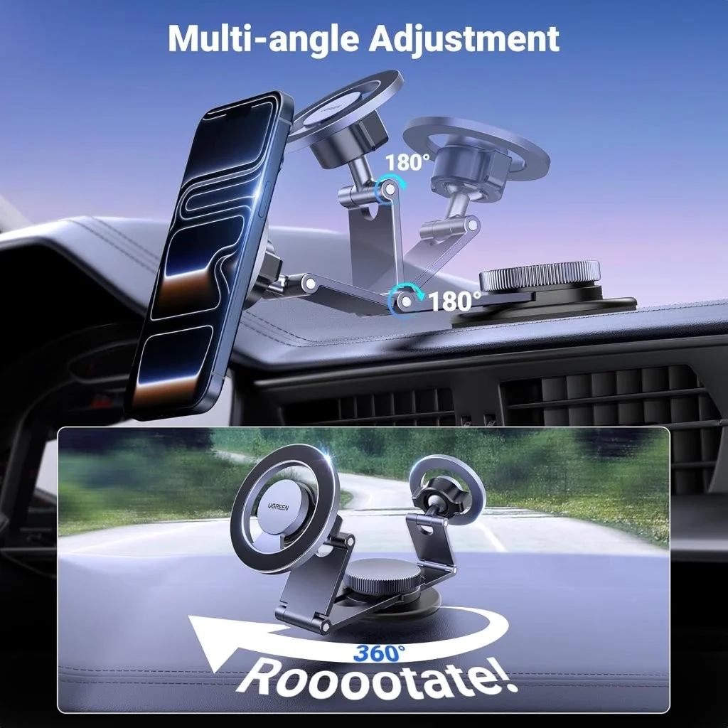 5. UGREEN MagSafe Dashboard Phone Mount for Cars at Gears Wheel 