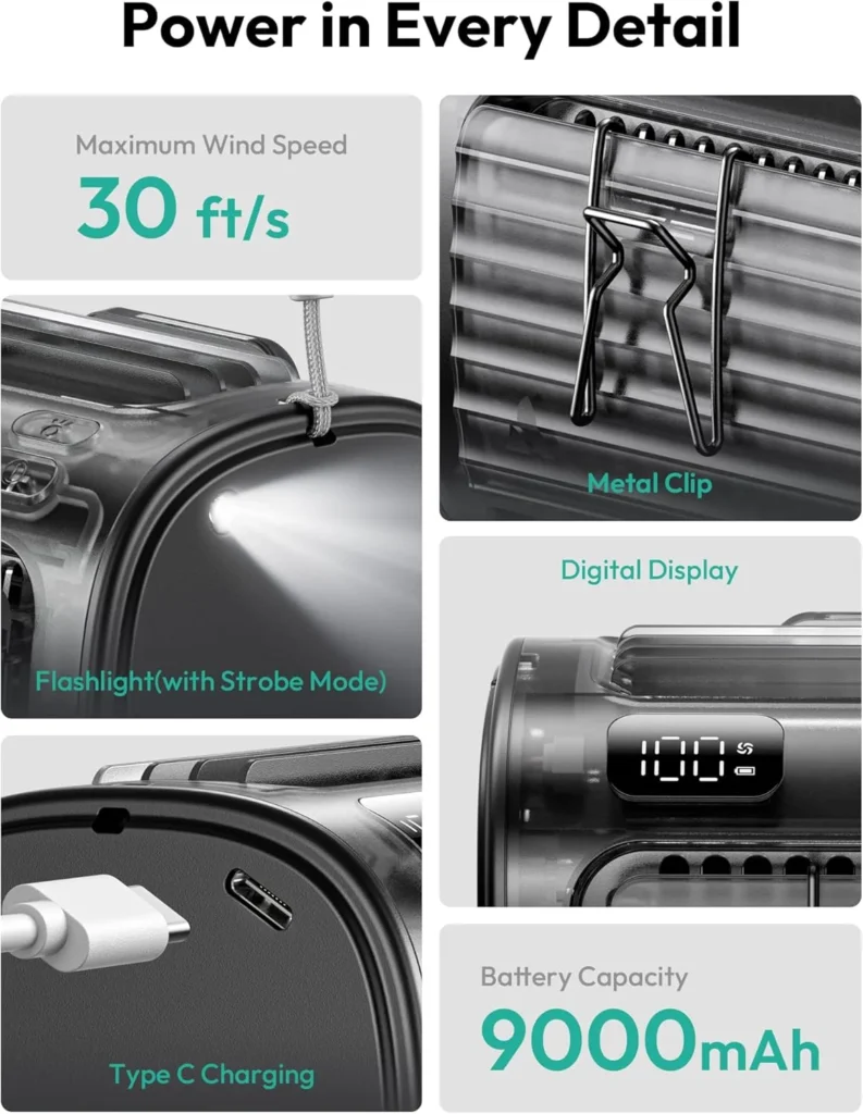 Best 9000mAh Aecooly Flow 01 UH01-A Waist Fan in Bangladesh