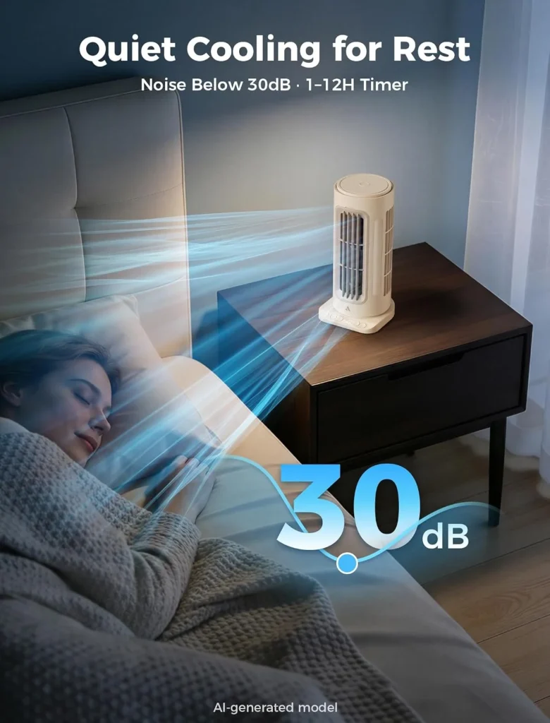 Aecooly Powerful Tower Fan TH02 USB Rechargeable Cooling Fan