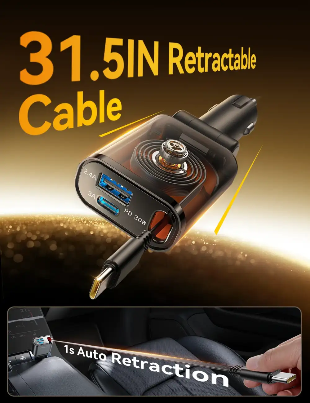 JOYROOM JR-CCL07 3-in-1 Retractable Car Charger Price in BD