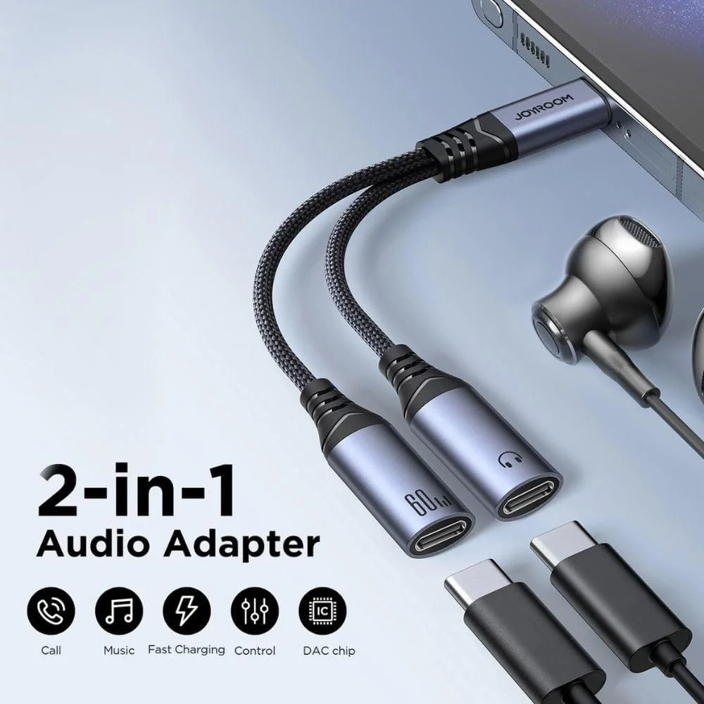 Buy Joyroom SY-C03 2-in-1 Audio Adapter at low price in Bangladesh - Gears Wheel