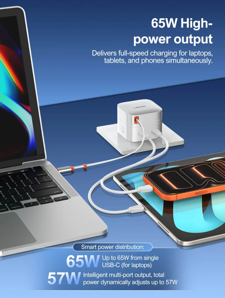 3. Original LDNIO Q10 65W GaN Fast Charger Available at Gears Wheel 