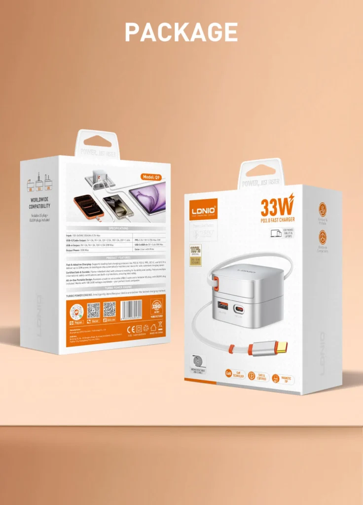 LDNIO Q9 Retractable Type-C Cable Fast Charger Product Image