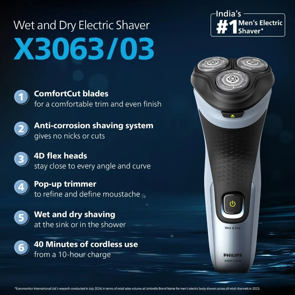 Philips 3000X Wet and Dry Shaver for Smooth Shaving Bangladesh