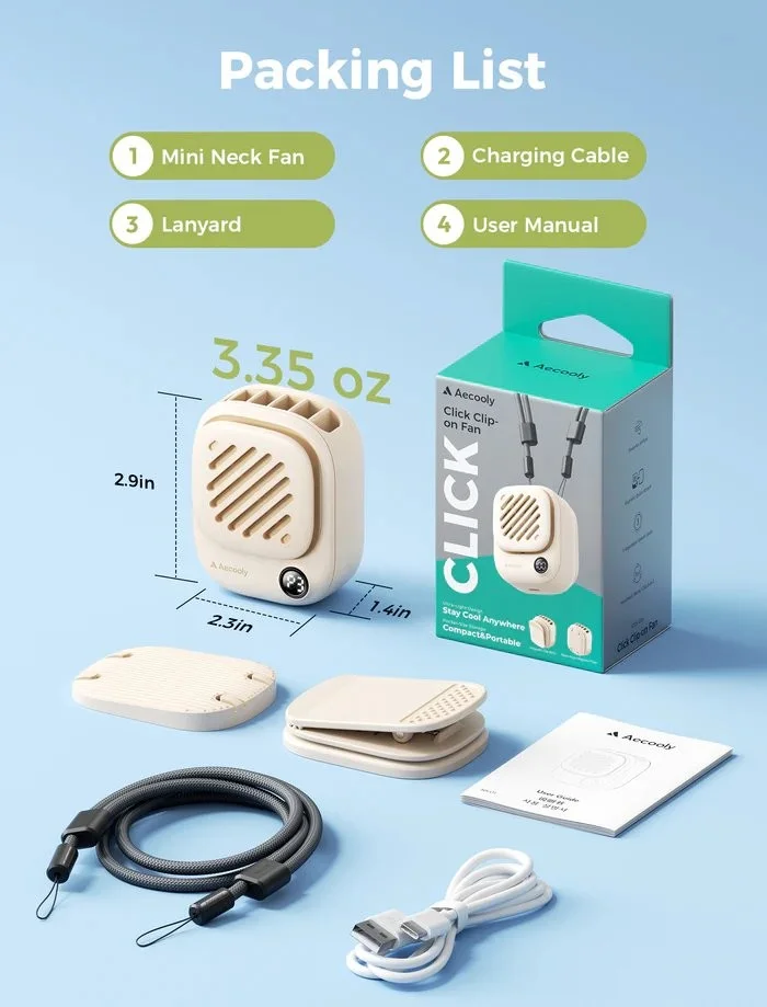 • Aecooly Click Clip Mini Portable Neck Fan online shopping Bangladesh