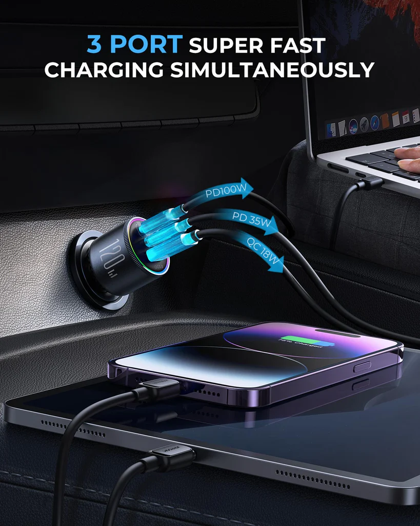 JOYROOM JR-CCN07 120W Car Charger 3-Port (2PD+1QC3.0)