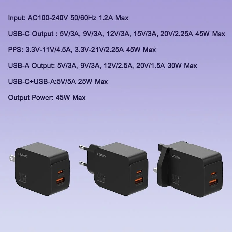USB-C PD fast charging adapter LDNIO Q3 45W Bangladesh