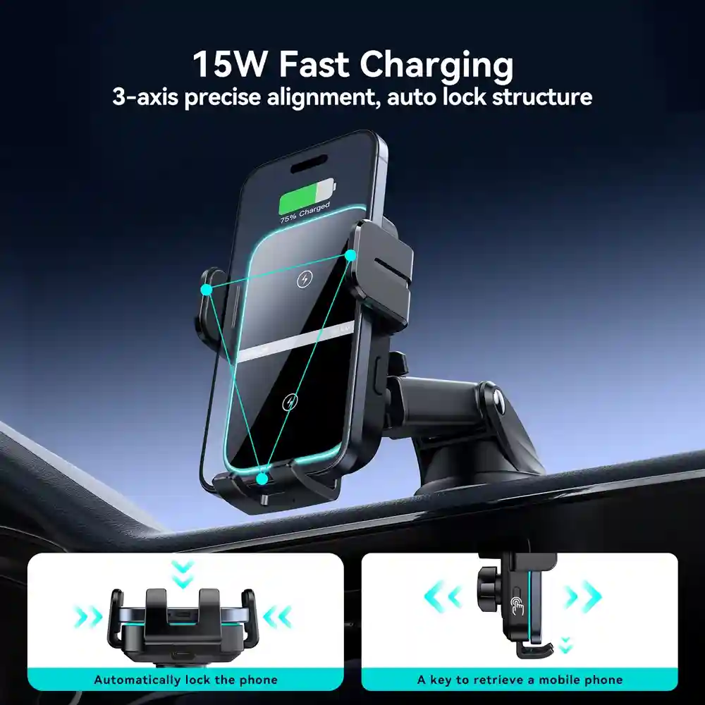 JOYROOM JR-ZS246 Qi Dual-Coil 15W Wireless Car Charger Holder
