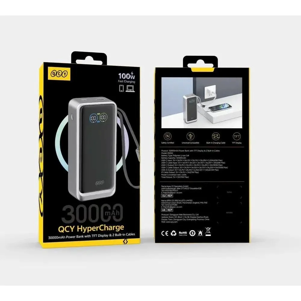 QCY PB30C 30000mAh Fast Charging Power Bank