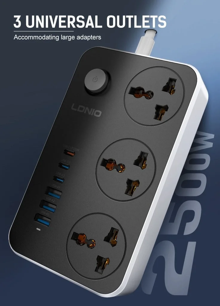 LDNIO SC3604C Three Outlet Power Socket
